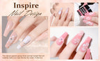Kit de acrílico para principiantes con colores nude, transparente y rosa intensa, incluye herramientas para uñas, polvo de acrílico con glitter, líquido acrílico, lámpara LED y juego de taladro para extensión de uñas
