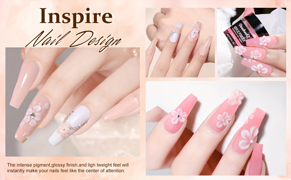 Kit de acrílico para principiantes con colores nude, transparente y rosa intensa, incluye herramientas para uñas, polvo de acrílico con glitter, líquido acrílico, lámpara LED y juego de taladro para extensión de uñas