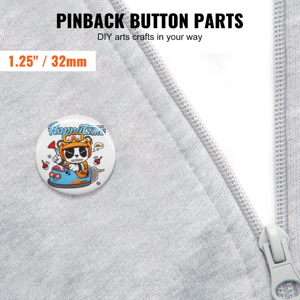 VEVOR Piezas de Insignias de Botón de 1.25" 32mm para Máquina de Hacer Insignias, 500 Juegos (Máquina No Incluida)