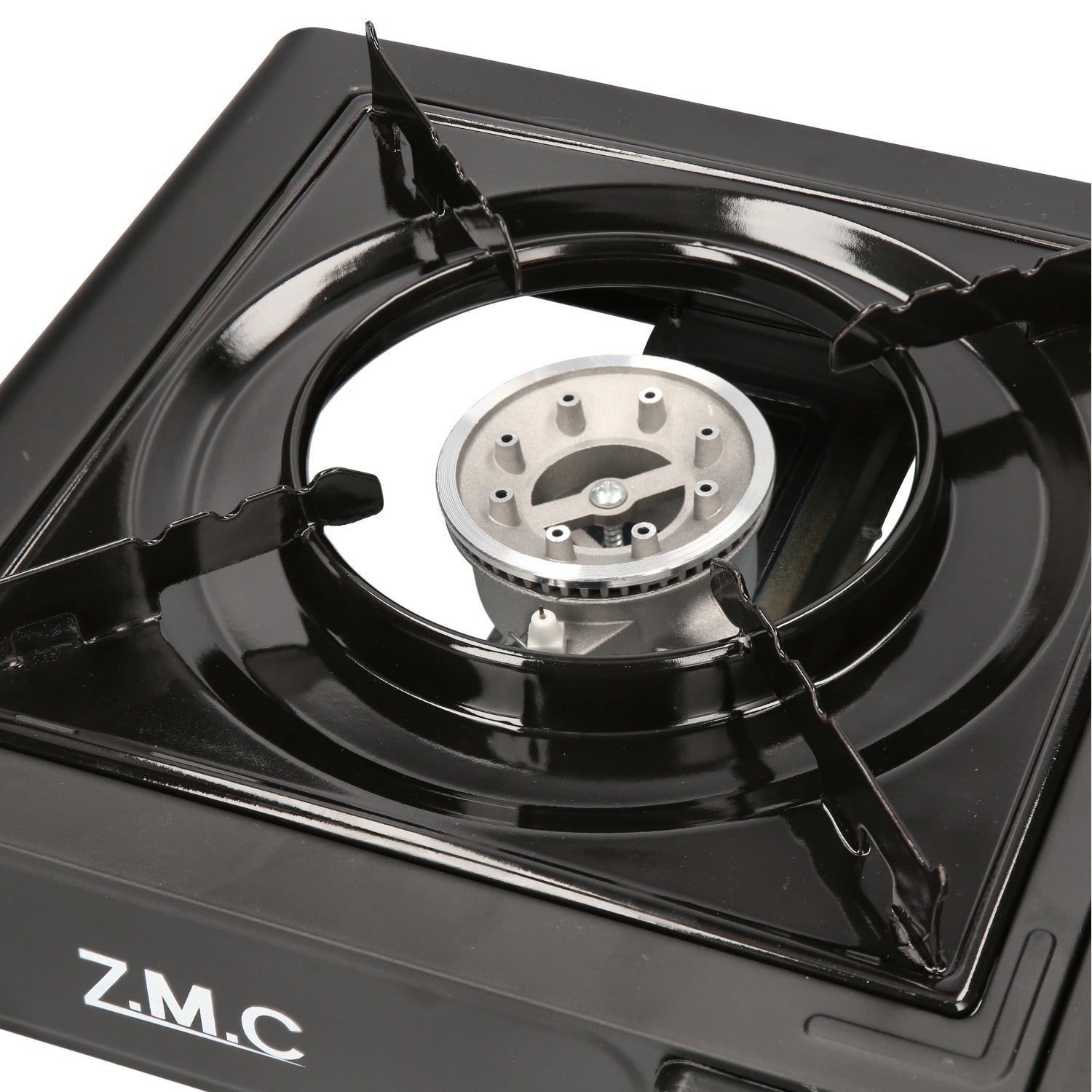ZMC Estufa de Camping de 1 Quemador 2.2 kW con Encendido Piezoeléctrico, Adaptador para GLP y Estuche de Transporte – Estufa Portátil de Acero Inoxidable para Camping, Exteriores, Jardín, Balcón y Cocina de Emergencia en Interiores | Diseño Robusto, Contr
