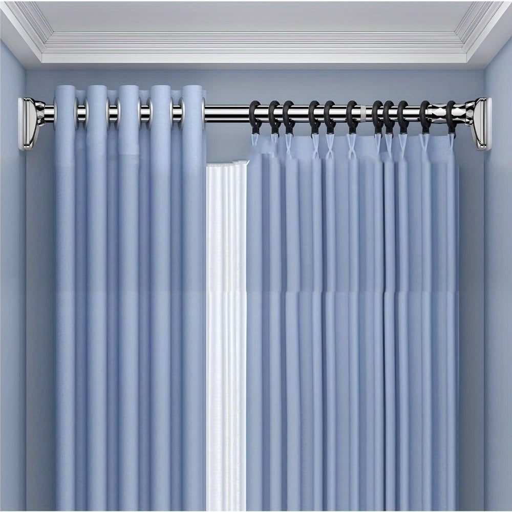 Barra de Cortina de Ducha, Antideslizante, Sin Taladro, de Acero Inoxidable, Extensible Telescópica, Anticorrosiva y Antideslizante, Barra de Tensión, Opción de Montaje en Pared, Uso Versátil, Diseño Moderno y Elegante | Característica Antideslizante, Cor