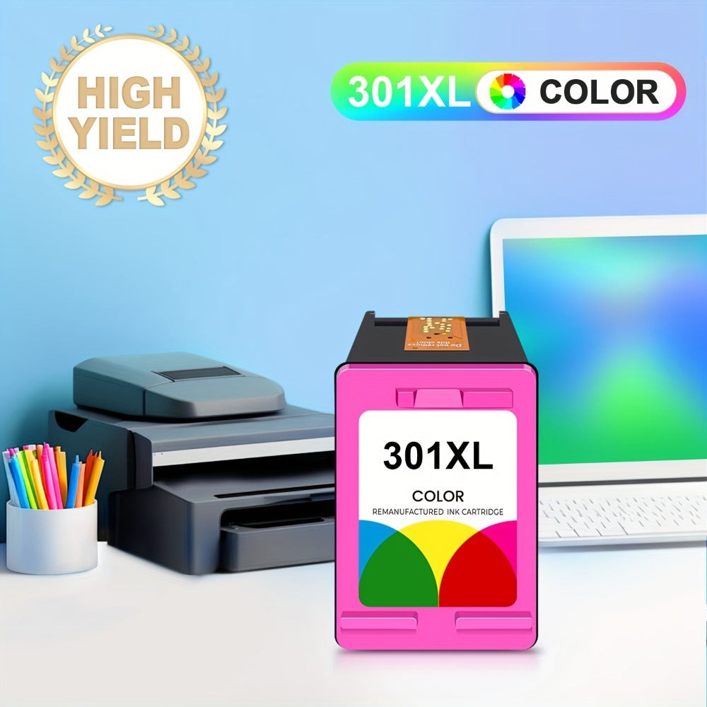 Cartuchos de tóner de repuesto compatibles con HP 301XL para impresoras HP Deskjet 1110/1111/1112, Envy 4510/4511/4512, Officejet 3830/3831/3832, 4650/4652/4654 - Recarga de tóner compatible, sin piezas electrónicas, reemplazo económico