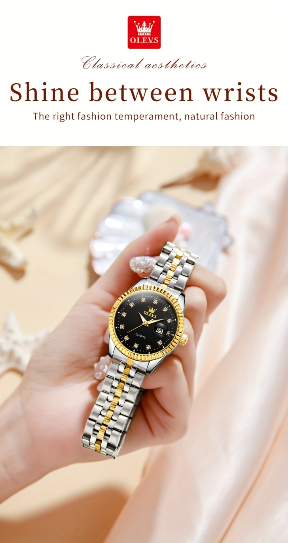 OLEVS Reloj de Mujer Clásico de Negocios, Relojes Analógicos de Cuarzo para Mujer, Relojes Elegantes de Lujo de Acero Inoxidable con Diamantes de Rhein, Relojes Luminosos para Mujer con Calendario y Fecha para Damas, Regalos Románticos, Reloj de Pulsera p