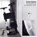 Costoffs Poste para Rascar de Gatos de 138 cm, Árbol Resistente con Pelota de Juego y Cueva para Gatos, Torre de Rascado y Escalada para Gatos, Casa para Gatos
