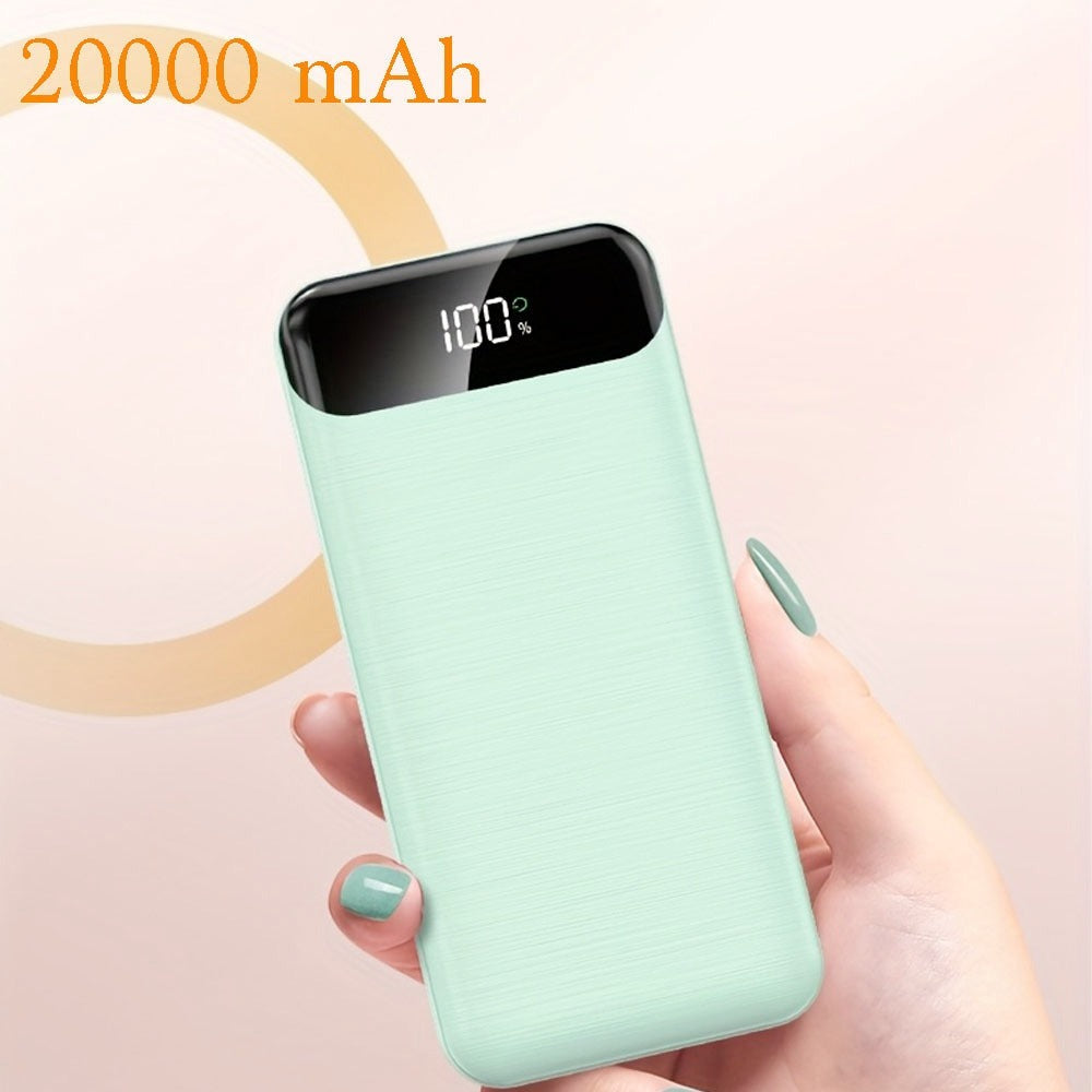 Batería Externa Portátil de Gran Capacidad de 20000Mah, 2 Salidas USB y Salida/Entrada Tipo-C, Ideal para Cargar Dispositivos Móviles, Equipada con Pantalla LED/ Múltiples Colores para Elegir, Dispositivo de Fuente de Alimentación de Emergencia Portátil p