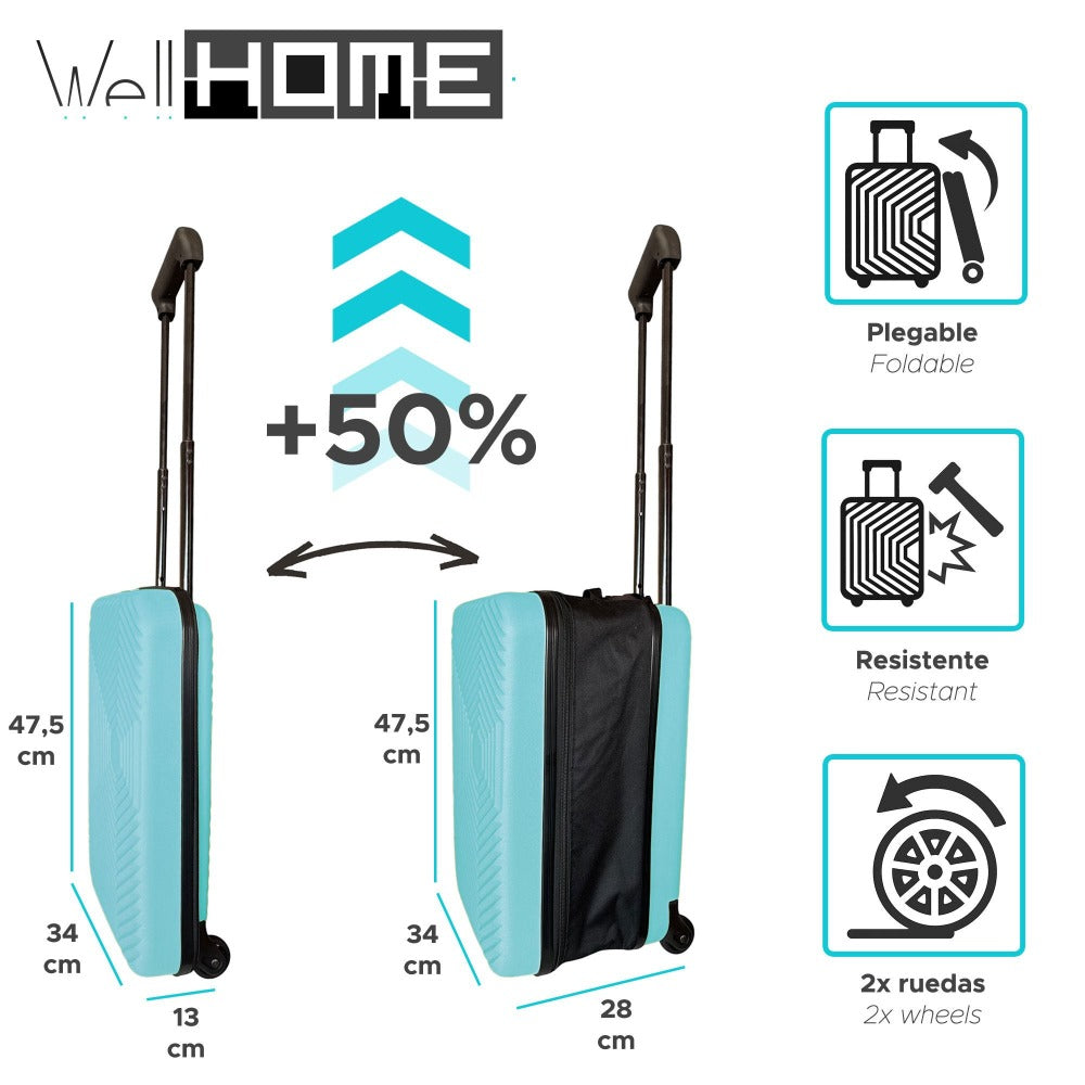 Maleta de Cabina Plegable Ultrafina 18" y 20" | Grosor Reducible | ABS Ligero y Resistente | Mango Telescópico + Ruedas | Varios Colores