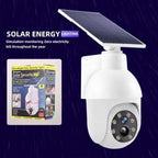 Lámpara de seguridad inteligente con energía solar, -rated; Lámpara de iluminación con sensor de movimiento con energía solar; Batería de litio de 2200 MAh, Foco de cámara de vigilancia de doble con forma realista; Sin funcionalidad de vigilancia real; Lá