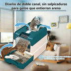 Caja de Arena para Gatos Espaciosa con Tapa Arenero - A Prueba de Fugas, Diseño Plegable, Soporta hasta 14.97 KG, Incluye Pala, Sin Rastro para Limpieza Fácil, Construcción Duradera de ABS/PE/Silicona, Forma Rectangular, Caixa de Arena para Gatos Extra Gr