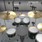 Juego de 7 micrófonos dinámicos de metal para batería - Adecuados para grabación profesional de batería con micrófonos para bombo, tom/snare y platillos, equipados con pinzas para micrófono