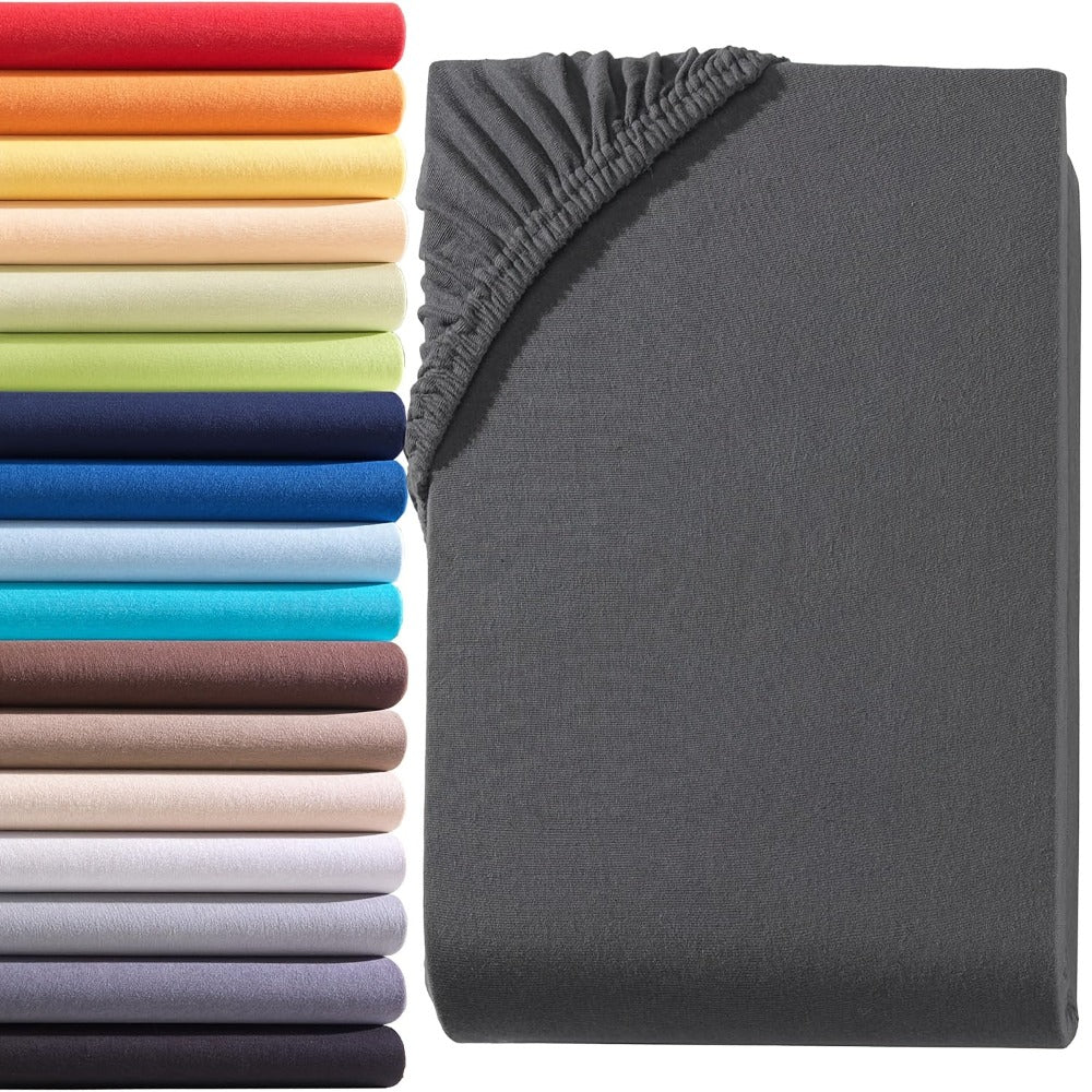 Sábana bajera ajustada de 1 pieza 100% algodón egipcio, diseño elástico en todo el contorno, color liso, apta para colchones de 90x200 a 200x220 cm, transpirable, lavable, de cobertura total, sábana perfectamente ajustada