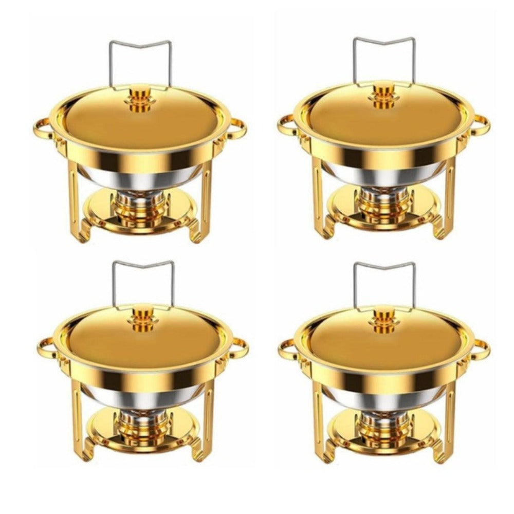 Enfriador de Alimentos de Acero Inoxidable Dorado 1/2/4/6, Contenedor de Catering para Buffet con Tapa para Boda/Banquete de Año Nuevo, Exclusivamente para Cocinar (exclusivamente para cocinar)