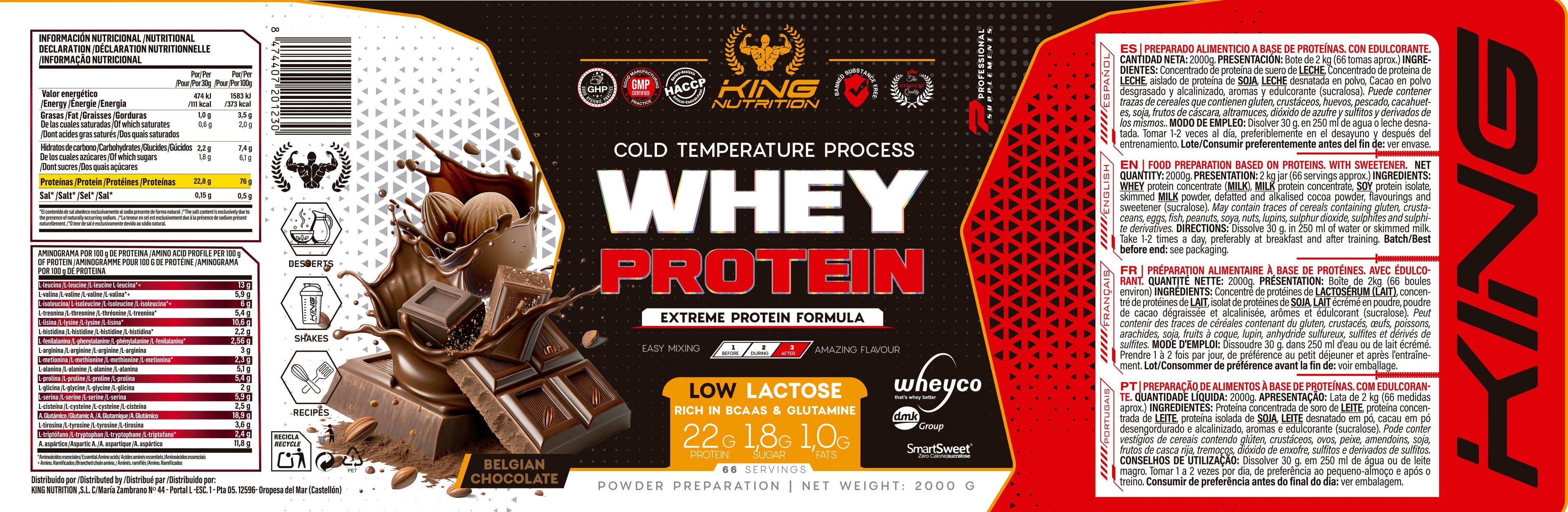 King Nutrition Whey 2kg Proteína de suero