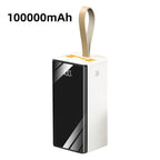 Batería Externa de 100000Mah | Ultra Alta Capacidad y Carga Segura | Pantalla LED y Correa de Cuero | Carga Rápida Multi-Dispositivo | Protección contra Sobrecalentamiento y Sobrecarga | para Android y iOS | Batería de Respaldo de Energía de Emergencia pa
