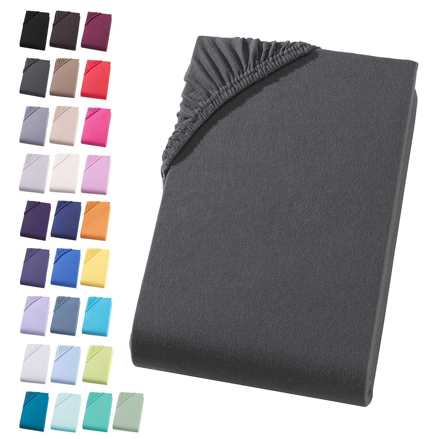 Sábana bajera ajustada de 1 pieza 100% algodón egipcio, diseño elástico en todo el contorno, color liso, apta para colchones de 90x200 a 200x220 cm, transpirable, lavable, de cobertura total, sábana perfectamente ajustada
