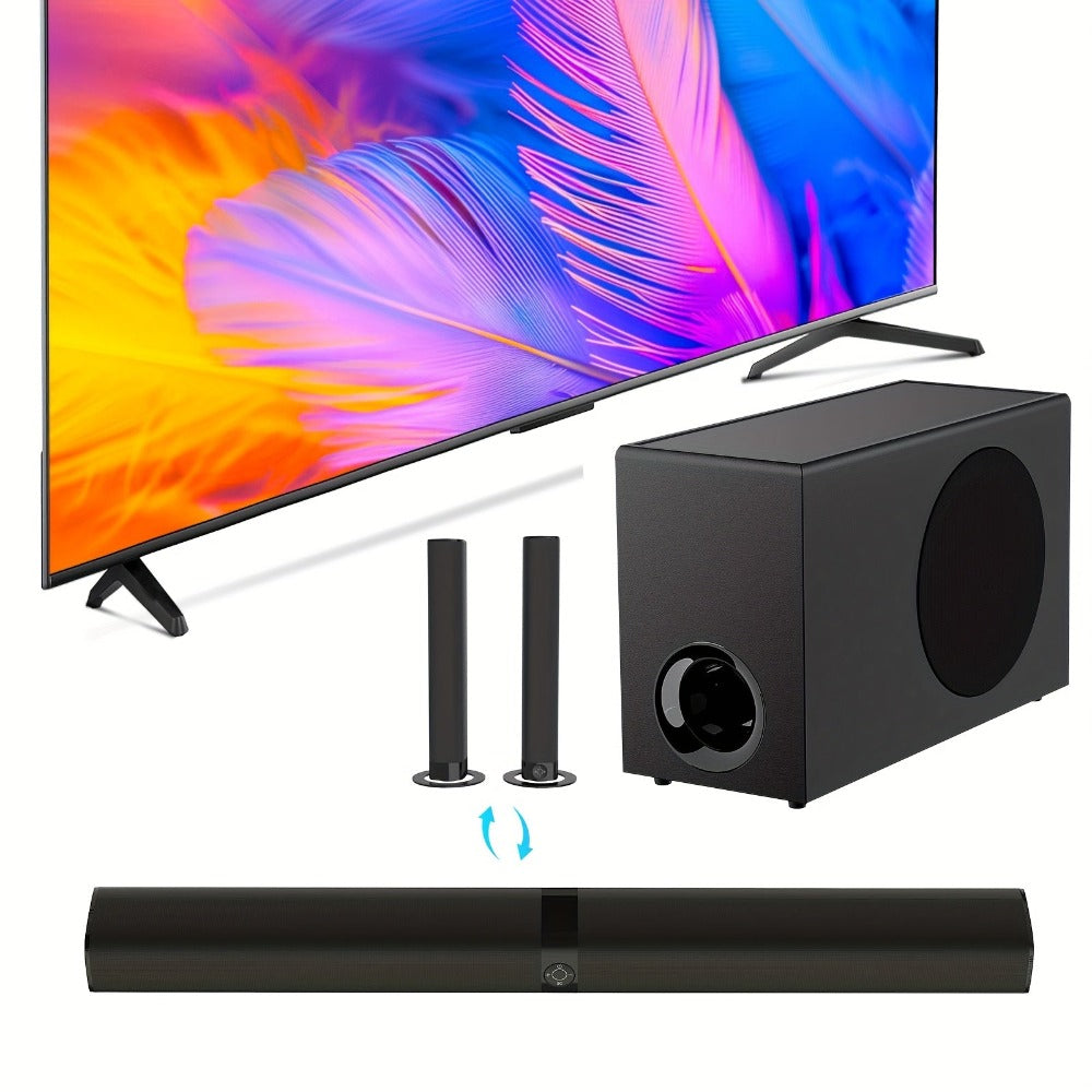 Barras de sonido de 81.28 cm para TV, barra de sonido para Smart TV, altavoz sin varillas, barra de sonido con cable e inalámbrica, barras de sonido separables 2 en 1 con conexión ARC/óptica/AUX, con control remoto por infrarrojos