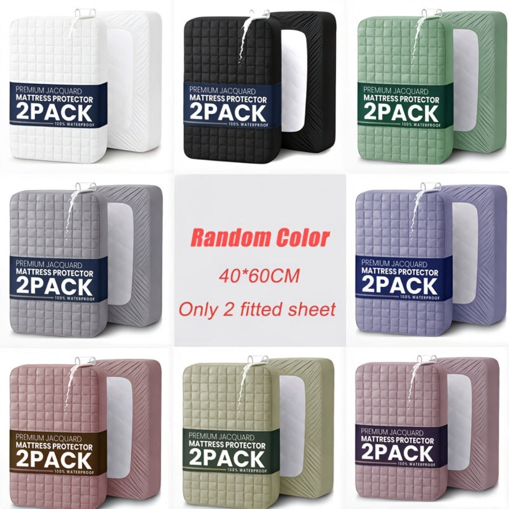 2 protectores de colchón impermeables, sábanas suaves y cómodas con bolsillos profundos para una excelente transpirabilidad. Para todas las estaciones. Adecuado para dormitorios, hoteles, ropa de cama de dormitorios, (fundas de almohada y rellenos de almo