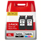 Paquete de tinta de alta rendimiento 545XL 546XL para impresoras Canon Pixma TR4551 TS3355 MG2550 TS3150 MG3050 TR4550 TS3350 MG2950 TS3100, 2 unidades