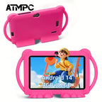 EATMPC, Tableta para Niños de 17.78 cm con Control Parental, Android 14 y 4GB RAM, 32GB ROM, Pantalla IPS Protección Ocular, Aplicaciones Educativas Preinstaladas, GMS, Funda Antigolpes, Compatible Netflix y YouTube, Rojo/Azul