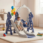Tobogán infantil arqueado 4 en 1, tobogán infantil con columpio y canasta de baloncesto, longitud del tobogán 145 cm, apto para toboganes infantiles de interior y exterior, toboganes de jardín, toboganes para niños pequeños, parques infantiles
