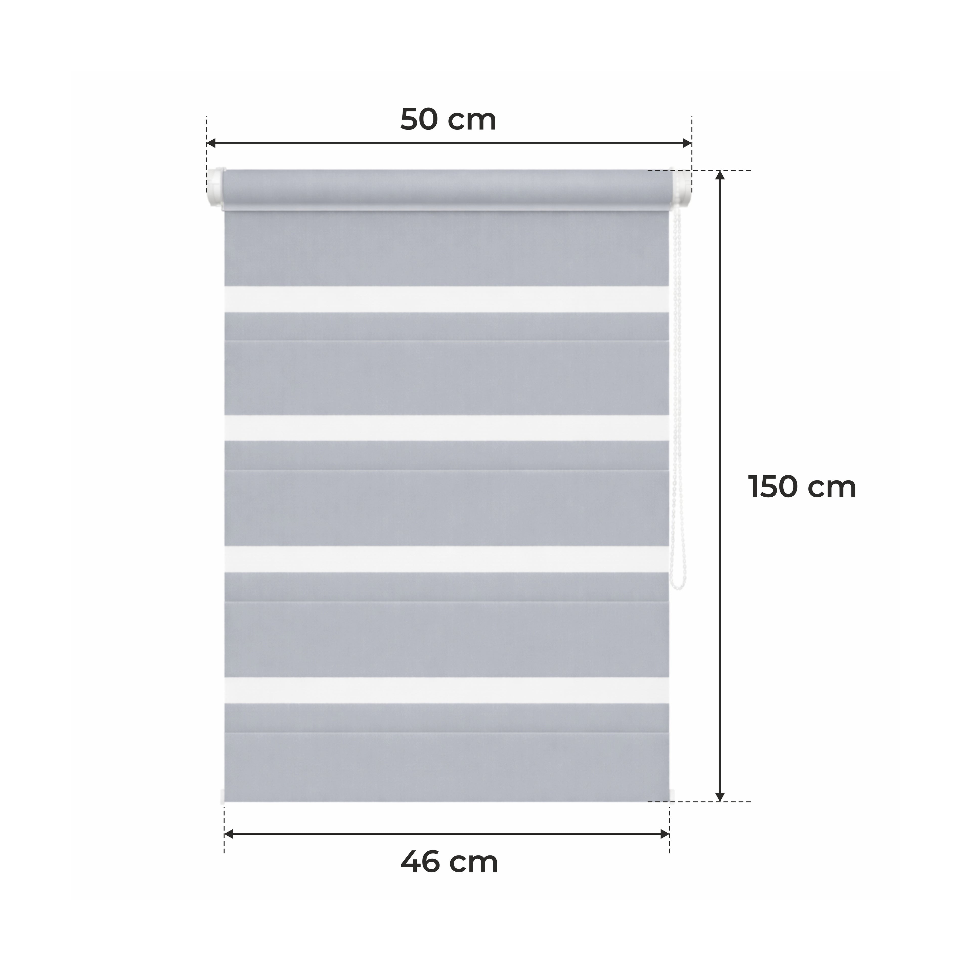Persiana Día y Noche - Gris Claro - 32 Tamaños - BOJANEK Día y Noche - Instalación No Invasiva, Sin Necesidad de Taladrar, Ajuste por Cadena, Soportes Ajustables para Diferentes Grosos de Ventanas, Diseño Moderno, Protección de Luz y Privacidad, Perfecta