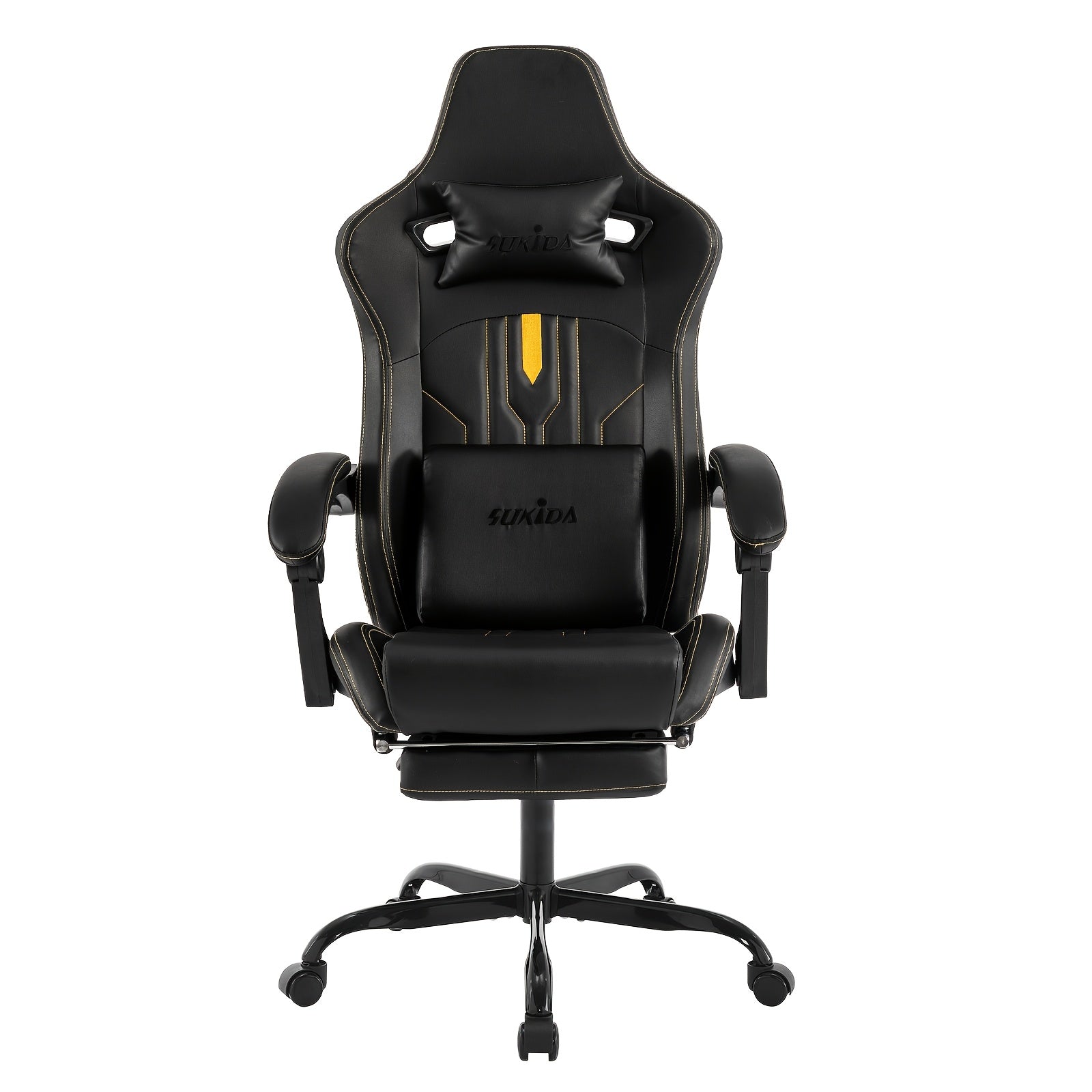 Silla de Juego y Oficina, Silla de Computadora con Reposapiés, Reposacabezas y Soporte Lumbar, Silla Ergonómica, Silla Giratoria y Ajustable en Altura, Opciones en Gris, Beige, , Marrón y Verde