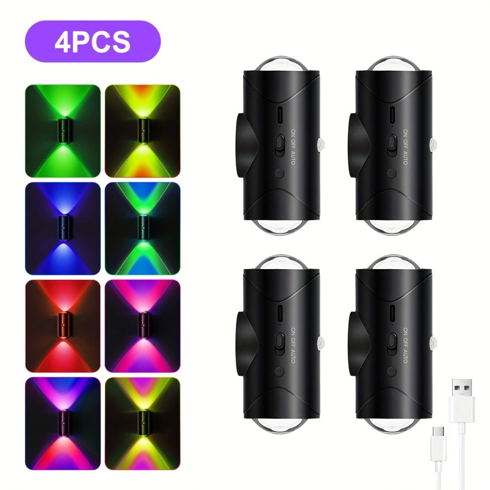 4/2/1 Luz Nocturna LED Inteligente con Sensor de Movimiento, 3 Modos de Iluminación, Cambio de Color RGB, Montaje Magnético Recargable USB para Entrada, Dormitorio y Armario