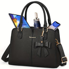 RAINS MORE Bolso de Mano Mediano para Mujer de Cuero Sintético, Bolso de Moda Antirrobo para Mujer, Bolso de Hombro, Bolso Cruzado, Adecuado para el Trabajo, Negocios y Ocio