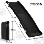 CADOCA® Rampa para Perros Coche Maleteros Escalones Plegable Capacidad 90 KG Compacta 156x40cm Ligera Antideslizante