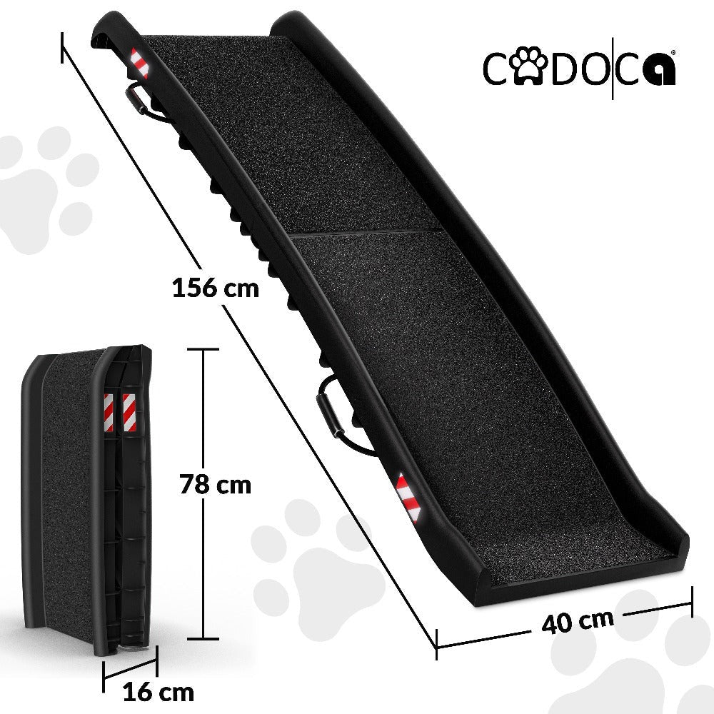 CADOCA® Rampa para Perros Coche Maleteros Escalones Plegable Capacidad 90 KG Compacta 156x40cm Ligera Antideslizante
