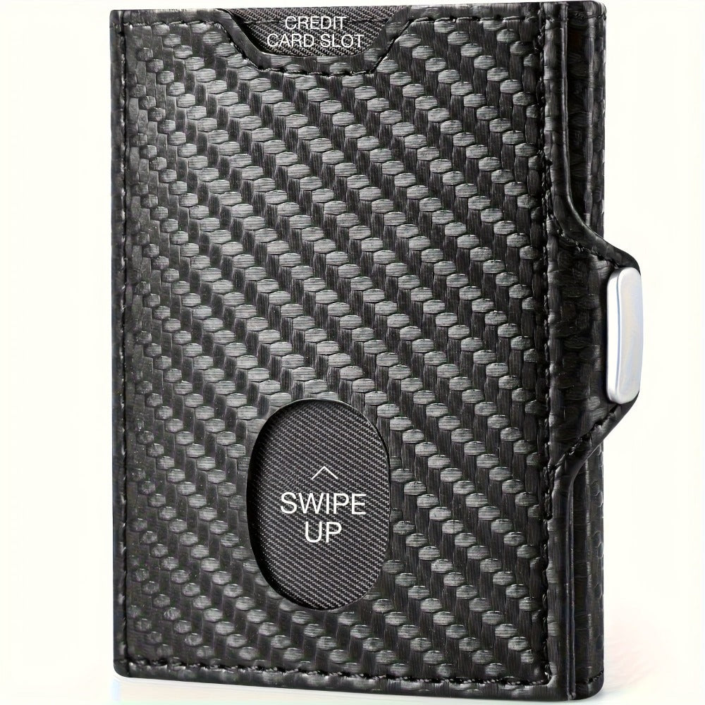 Billetera Trifold con Bloqueo RFID para Hombre DODENSHA - Cierre Magnético, Tarjetero Pop-Up, Ranura para Airtag y Compartimento para Efectivo | Estilo Ejecutivo para el Desplazamiento Diario, Sin Impresión | Regalo Ideal para el Esposo (Airtag No Incluid
