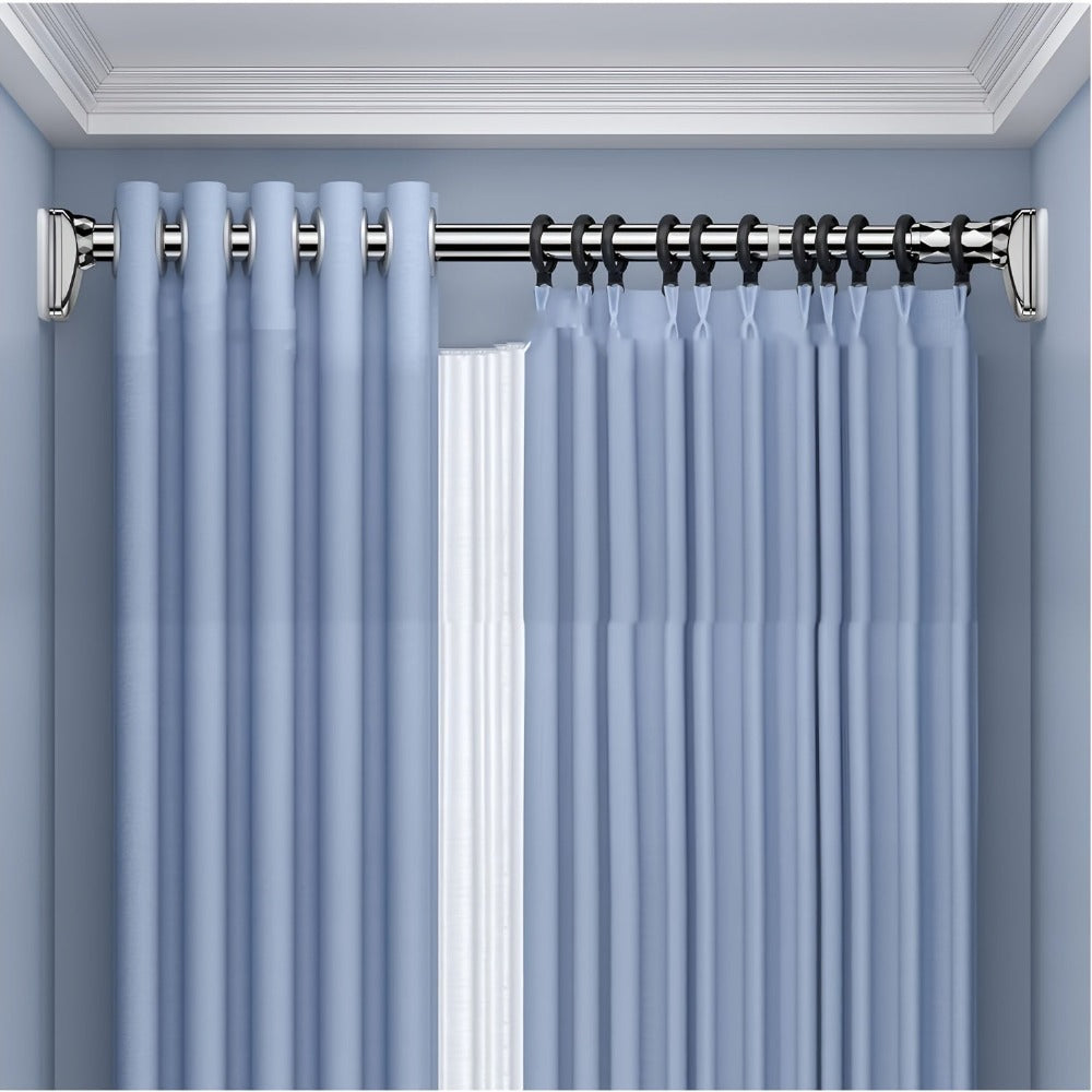Barra de cortina de ducha ajustable de acero inoxidable, barra de tensión para cortinas, para ventana, armario, cocina