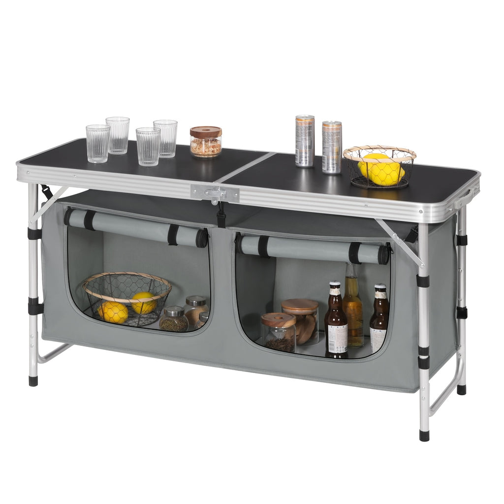 1 pieza Mesa de exterior, mueble de exterior para acampar, equipo de senderismo, mesa de camping, mesa plegable, gabinete de camping plegable, mesa de camping con altura ajustable, espacio de almacenamiento, mueble de camping para exteriores, mesa plegabl