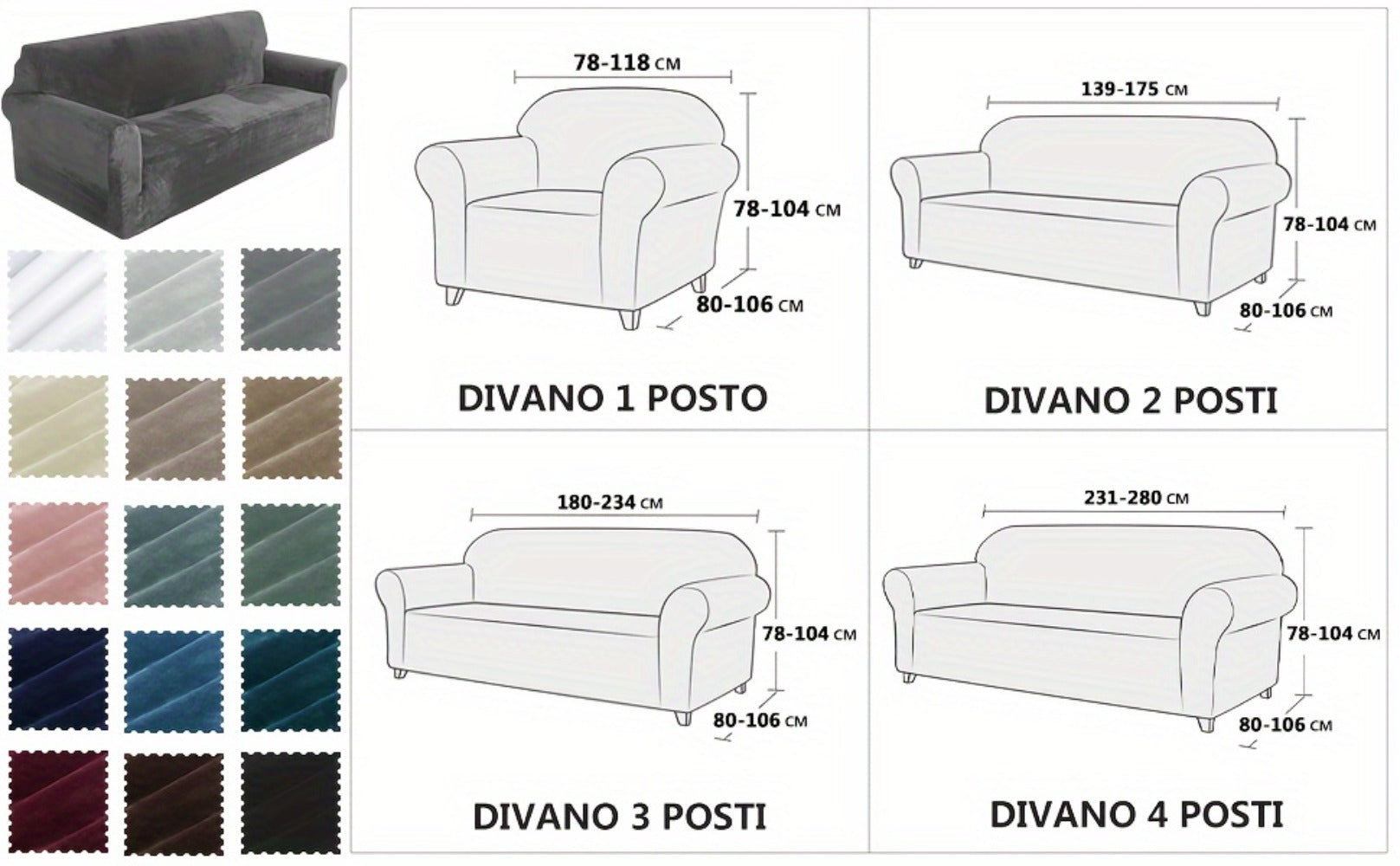 Fundas para Sofá de Terciopelo Ystyle, Funda para Sofá de 3 Plazas con Apoyabrazos, Funda Antirrayaduras para Gatos, Funda Elástica para Sofá, Funda Universally Lavable y Antideslizante, Gris