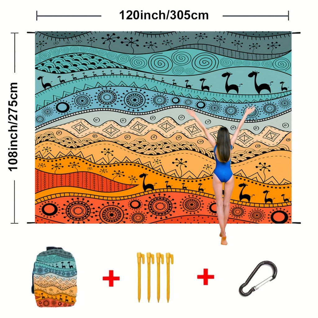 Manta de playa compacta ultraligera resistente al agua y arena de 304,8 x 274,32 pulgadas/210,82 x 200,66 pulgadas. Ideal para la playa, el parque, el césped, el camping, senderismo, conciertos y equipo al aire libre.