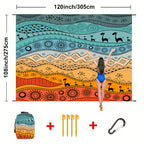 Manta de playa compacta ultraligera resistente al agua y arena de 304,8 x 274,32 pulgadas/210,82 x 200,66 pulgadas. Ideal para la playa, el parque, el césped, el camping, senderismo, conciertos y equipo al aire libre.