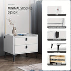 Mesita de noche, organizador de mesita de noche con luz LED, mesita de noche de 2 cajones, cómoda para sala de estar/dormitorio