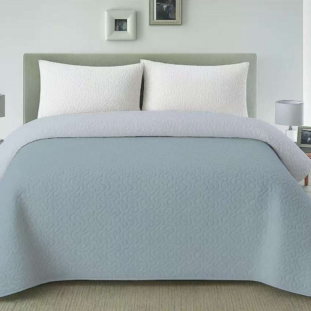 Colcha Bouti Verano Multiuso Reversible con Diseño de Cuadros Acolchados, Cubrecama Ligero de Verano y Entretiempo para Camas de 90 a 150, 100% Poliéster Suave (Solo Colcha, No incluye Fundas de Almohada)