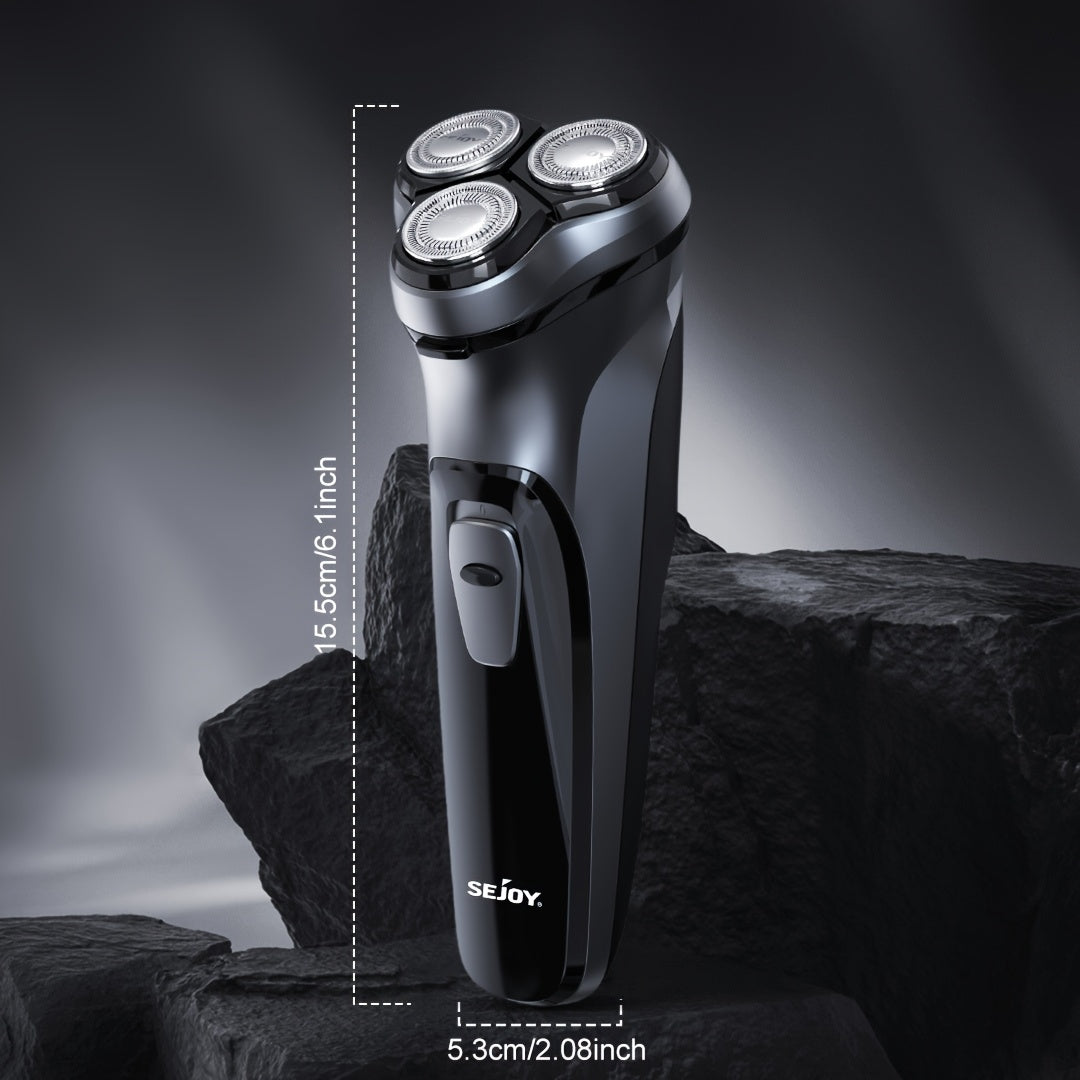 Afeitadora Eléctrica para Hombre, Afeitadora Eléctrica SEJOY para Hombre Rostro, Afeitadora Recargable Húmeda Seca con Recortadora Emergente, Carga Rápida de 1 Hora, Cabezal Flotante 3D, Indicador de Energía LCD