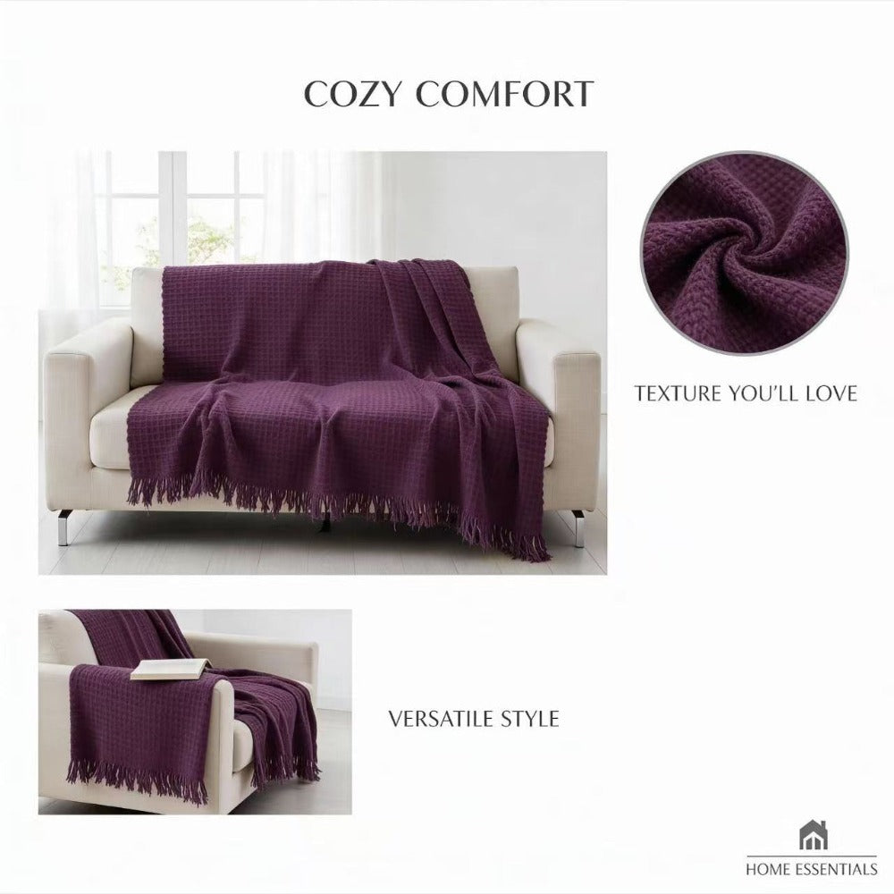 Colcha Multiusos de Algodón para Sofá y Cama, Manta Multiusos Four Seasons con Flecos, Cubresofá Elástico y Transpirable, Protector de Sofá Cubrecama Moderno