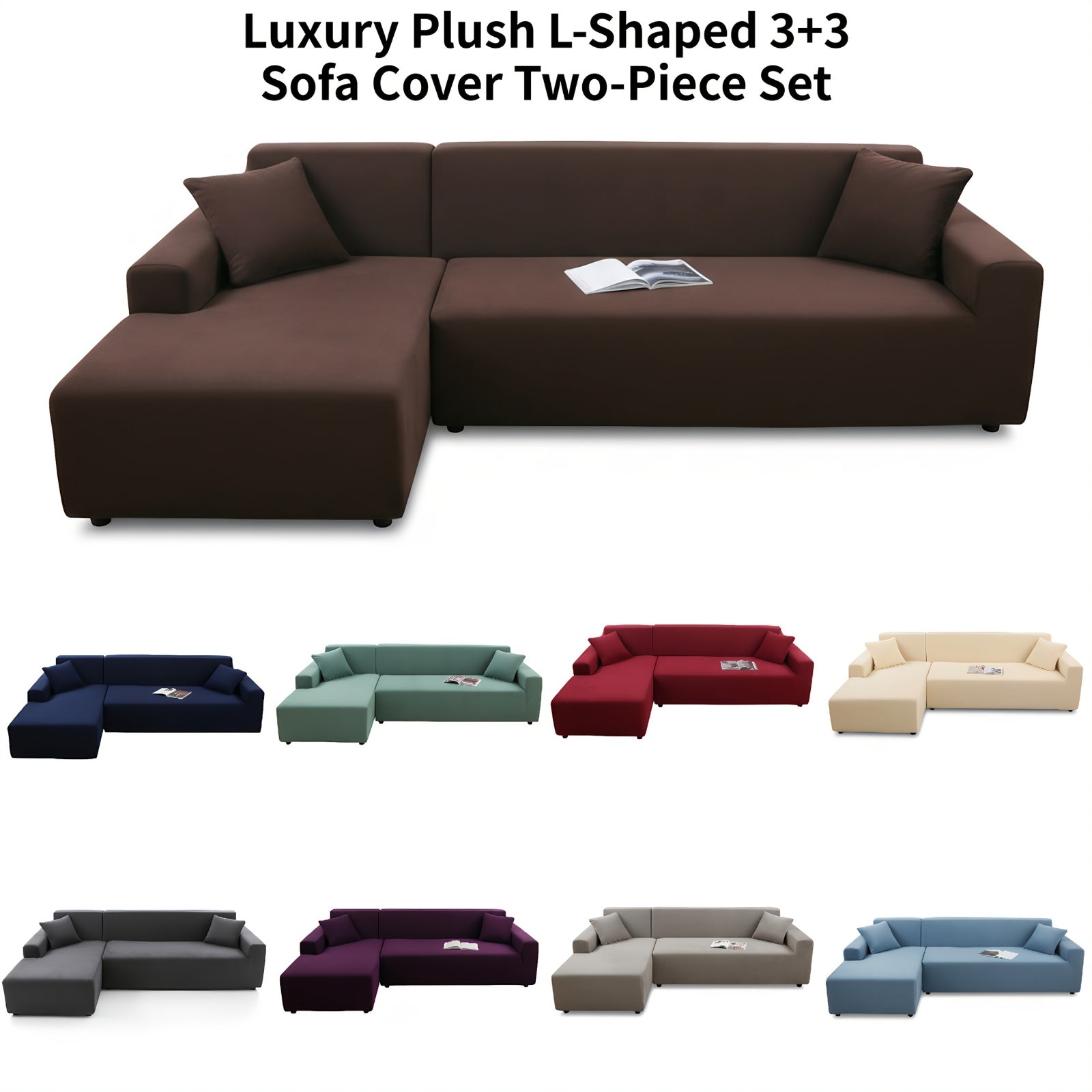 Juego de funda de sofá de felpa lujosa para sofá en forma de L (3 plazas 2 piezas) - Suave, lisa y agradable para la piel - Mejora perfecta para la decoración de la sala de estar de Navidad
