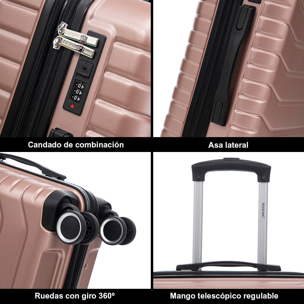 Juego de 3 Maletas 55x40x20cm ABS+Policarbonato | Maleta Mediana Expandible 66x45x27.50 - 30cm Extendido - 23kg | Neceser 29cm | Semirrígida trolley 4 ruedas giratorios a 360º cierre numérico - Negro/AzulMarino/RosaDorado/Turquesa/Menta/Verde/Amarillo/Ros