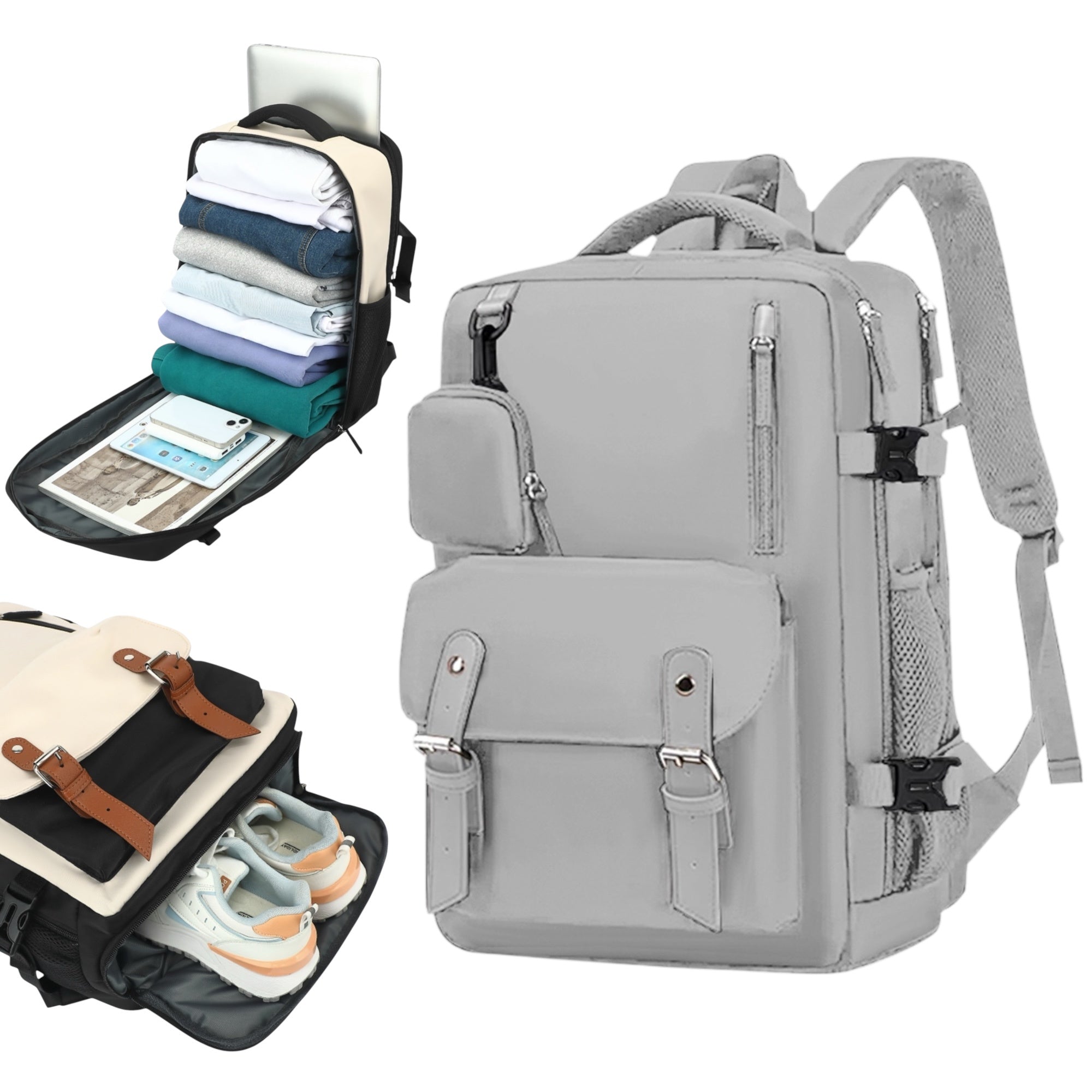 Mochila de Viaje para Cabina de Avion 43x30x18 para Vuelo Barato, Equipaje de Mano y Espaciosa con Compartimento para Zapatos y Mochila Antirrobo Multifuncional para Viajes (266)