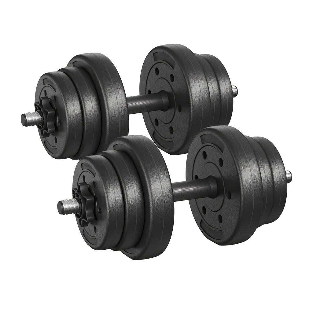 Juego de Mancuernas, Barra de Musculación, 2 Mancuernas Ajustables de 10 kg con Barra de Musculación Extra, Revestimiento de Plástico, Tinta