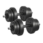 Juego de Mancuernas, Barra de Musculación, 2 Mancuernas Ajustables de 10 kg con Barra de Musculación Extra, Revestimiento de Plástico, Tinta
