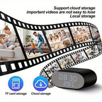 Cámara de seguridad inalámbrica despertador 4K con detección de movimiento, compatible con visualización remota en tiempo real por WIFI, notificaciones de alarma por aplicación y correo electrónico, compatible con Android e IOS, carga USB, incluye tarjeta