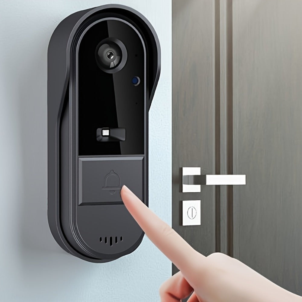 Cámara de Timbre WiFi Inalámbrica con Audio Bidireccional - Resolución HD, Timbre Visual WiFi con Cámara, Timbre Inteligente Inalámbrico Visual - Cámara de Timbre WiFi para Puerta, Visión Nocturna, Cambiador de Voz, Grabación de Fotos y Vídeos, Batería de