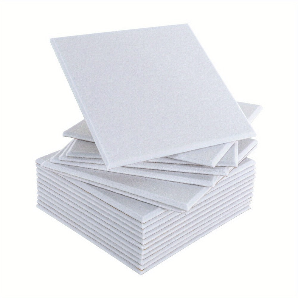 18 piezas de paneles acústicos de 9 mm, autoadhesivos, paneles insonorizantes de fibra de poliéster para sala de estar, oficina, sala de juegos, KTV, cine, dormitorio, 30 x 30 cm (blanco)