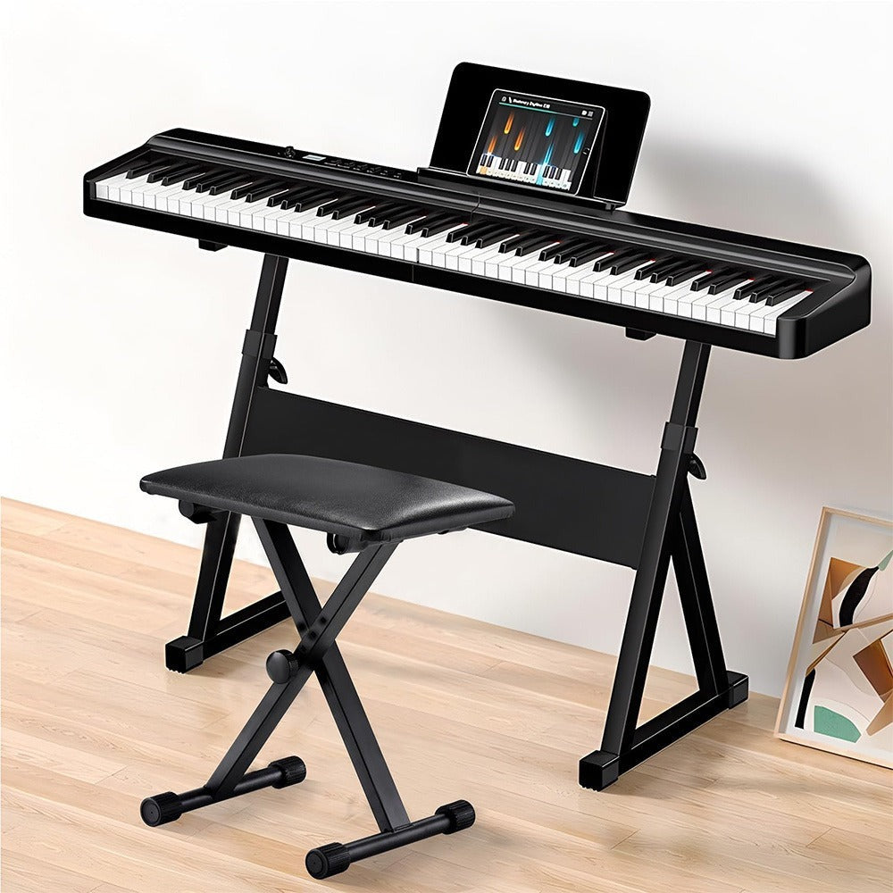 Juego de 1 taburete de hierro para piano electrónico, plegable, de altura ajustable, en forma de X, para una persona, silla para guitarra, taburete plegable de altura ajustable en forma de X para piano