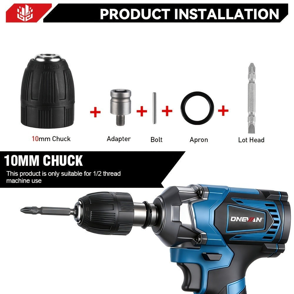 Llave de impacto inalámbrica de 1000 N.m, pistola de impacto eléctrica sin escobillas de 1/2 pulgada, llave de impacto eléctrica, adecuada para neumáticos de coche/uso doméstico - Kit de herramientas de destornillador eléctrico recargable, compatible con