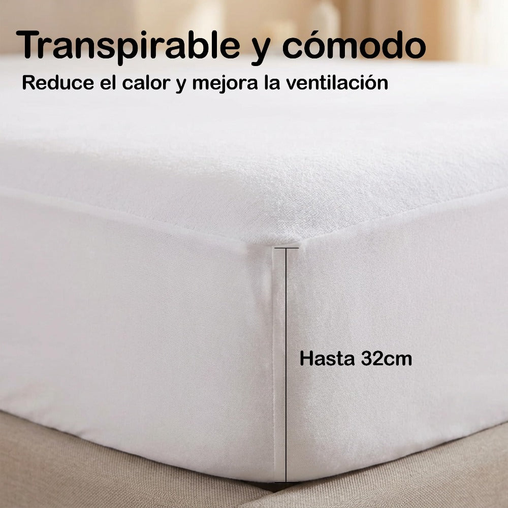 H HANSEL HOME Protector de Colchón de Rizo con Capa Impermeable de TPU, Funda colchon Cubrecolchón, Impermeable Confortable Ajustable Transpirable Blanco, Adaptable para Cama 90/135/150/180cm